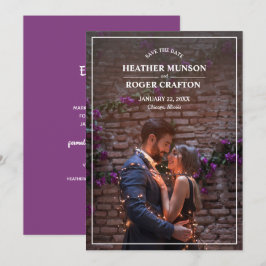 Lila för enkel Förlovning Foto Spara datum Datumet