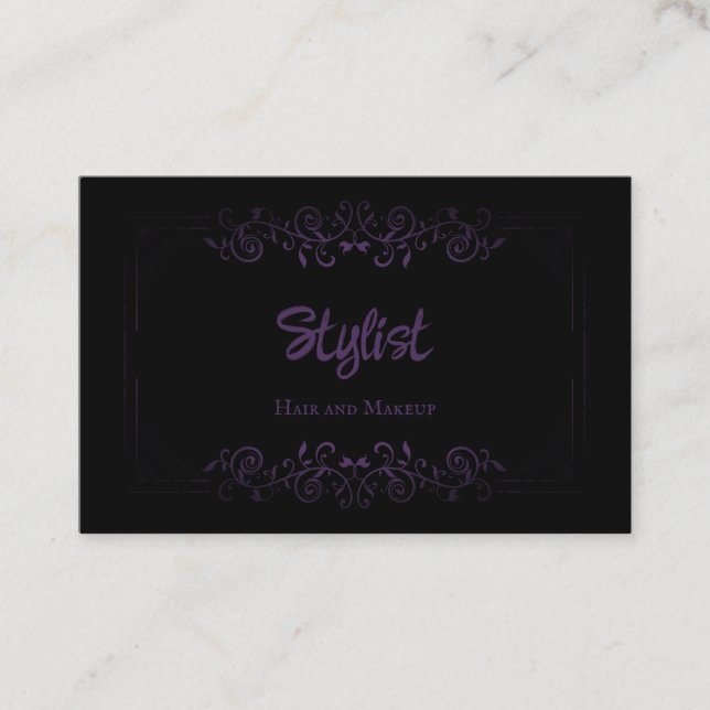 Lila för fransk Göteborg Damask Stylist Visitkort (Framsida)