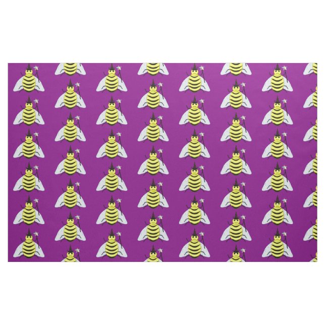 Lila för Halloween Magic Bee Wizard Tyg (Fat Quarter)