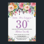 Lila för inbjudan till 30års födelsedag till blomm<br><div class="desc">Blommigt Överraskande inbjudan till 30års födelsedag för kvinnor. Vattenfärgad Blommigt blomma. Rosa, Gult, Orange, Lila blomma. Vuxen Birthday. 30:e 40:e 60:e 70:e 80:e 90:e 100:e 13:e 15:e 16:e 18:e 20:e alla åldrar. Om du vill göra ytterligare anpassningar klickar du på knappen "Anpassa" och användor verktyg som är utformat för att...</div>