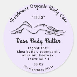 Lila för kroppssmörets Balm Care Packaging Black Runt Klistermärke