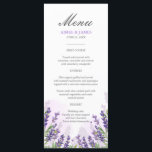 Lila för Lavender Bröllop Menu Elegant  Blommigt D Meny<br><div class="desc">♥ menykort för Snyggt och elegant. Alla detaljer är HAND-DRAWN så att du kan vara säker på att den här designen är av typen. Lavender sägs ta med sig lycka till, men det är också en symbol för kärlek och hängivenhet, skapar det som en särskilt meningsfull blomma till användan för...</div>