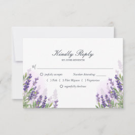 Lila för Lavender bröllop OSA Pastel Blommigt Kort