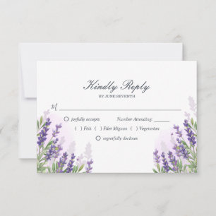 Lila för Lavender bröllop OSA Pastel Blommigt Kort