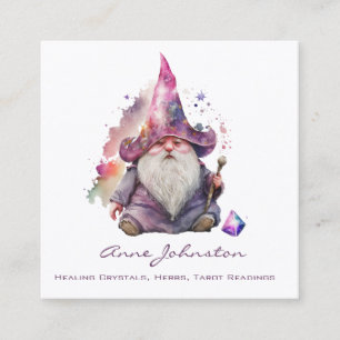 Lila för Magick Gnome-guiden för vattenfärg Fyrkantigt Visitkort