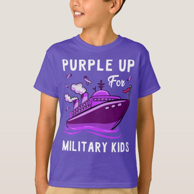 Lila för matchande familj för militära barn t shirt (Framsida)