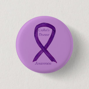 Lila för medvetenhet om Crohns sjukdom Ribbon Anp Knapp