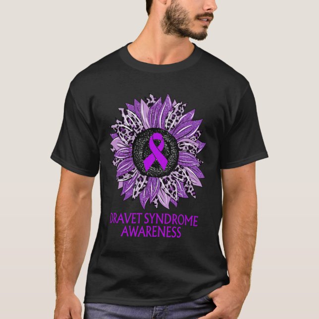 Lila för medvetenhet om solrosdraksyndrom Ribbon T Shirt (Framsida)