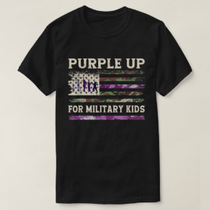 Lila för militära barn - USA Flagga T-Shirt S