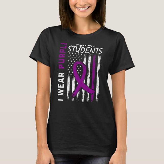 Lila för min Studenter SPED Lärarexamen Epilepsi M T Shirt (Framsida)