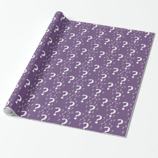 Lila för mysteri-frågetecken vid gåvpuzzel presentpapper