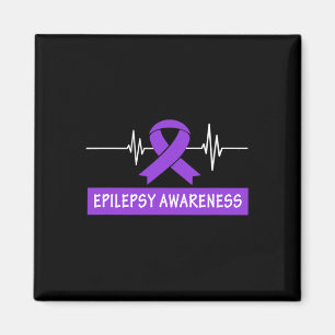 Lila för ökad medvetenhet om epilepsi Ribbon Heart Magnet