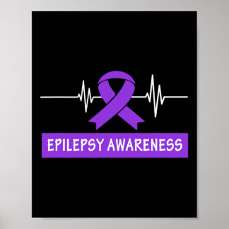 Lila för ökad medvetenhet om epilepsi Ribbon Heart Poster