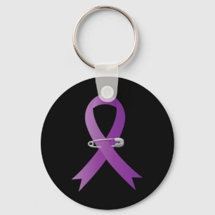 Lila för ökad medvetenhet om epilepsi Ribbon Toppe Nyckelring
