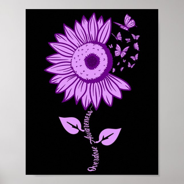 Lila för ökad medvetenhet om överdosering Ribbon D Poster (Framsidan)