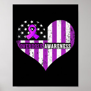 Lila för ökad medvetenhet om överdosering Ribbon D Poster