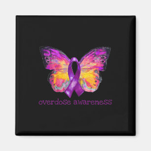 Lila för ökad medvetenhet Ribbon Butterfly Grief L Magnet