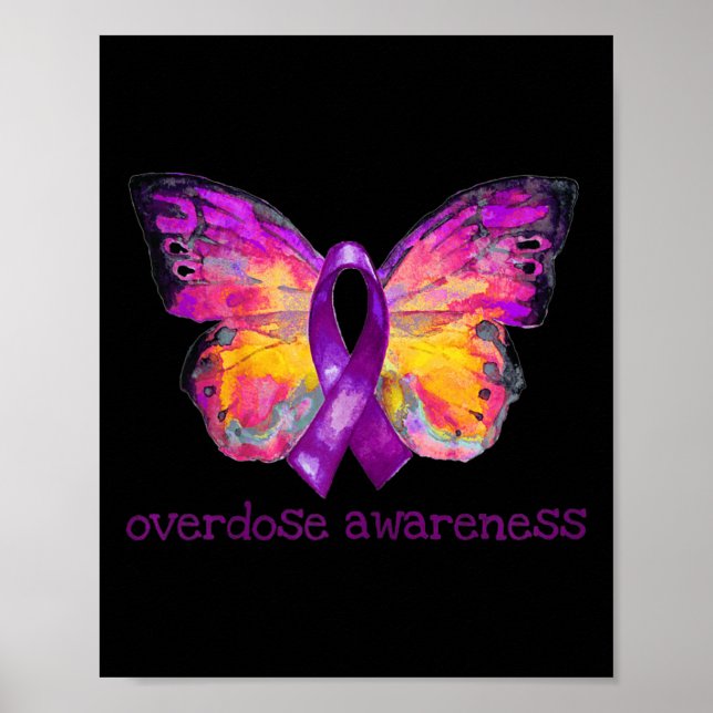 Lila för ökad medvetenhet Ribbon Butterfly Grief L Poster (Framsidan)