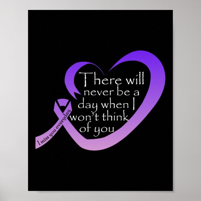 Lila för ökad medvetenhet Ribbon Poster (Framsidan)