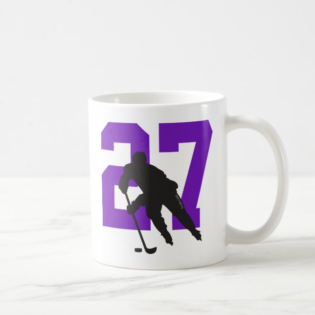 Lila för personlig Hockey Player Player-nummer Kaffemugg (Höger)