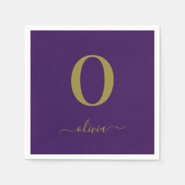Lila för Personligen i Namn och Guld Pappersservett