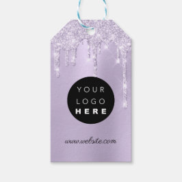 Lila för produktbeskrivning för anpassningsbar Com Presentetikett