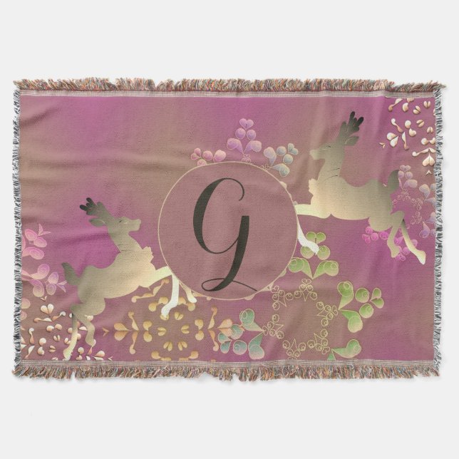 Lila för renar och Snöflingor Filt (Framsidan)