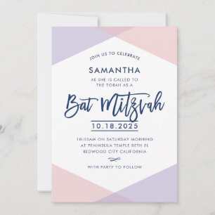 lila för rosa av blek i bat mitzvah INBJUDAN