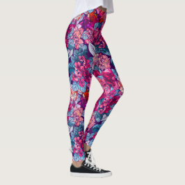 Lila för Rosa av Blommönster för vattenfärgsfärgat Leggings