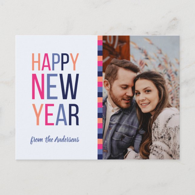 Lila för Rosa av strimlad Anpassningsbar - nytt år Helg Vykort (Framsida)