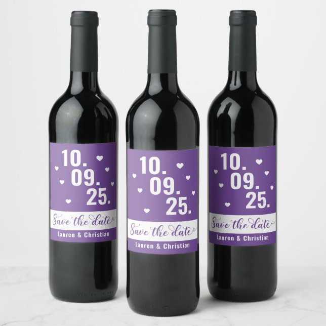 Lila för skript Spara datumetiketten Vin Vinflaska Etikett (Flaskor)