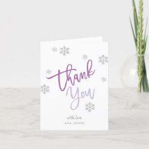 Lila för snöflingor i Winter Silver Glitter Tack Kort