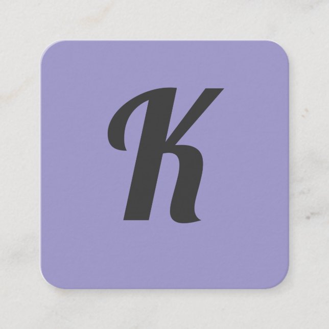 Lila för snyggt teckensnitt fyrkantigt visitkort (Framsida)