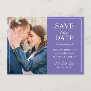 Lila för subtil ljus periwinkle Photo Save Date Vykort