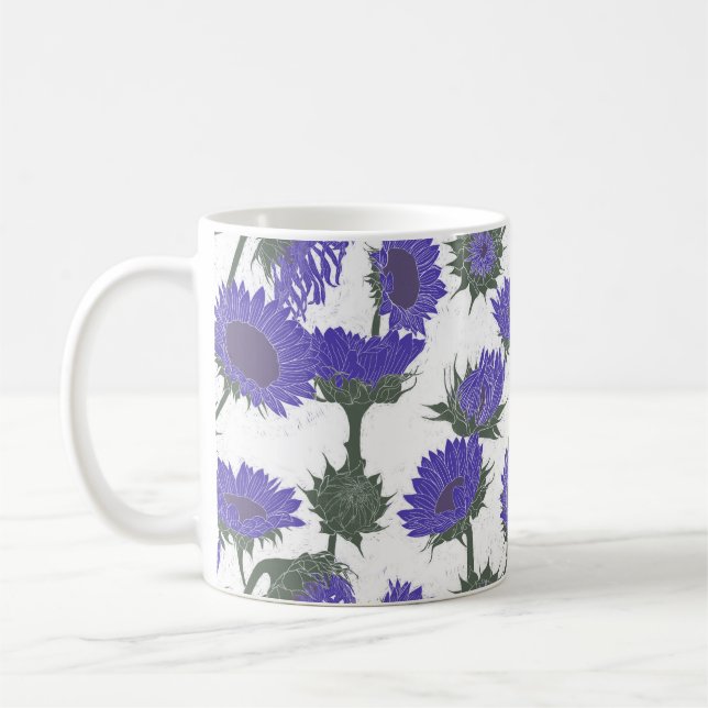 Lila för träblock Skriv ut solros Kaffemugg (Vänster)