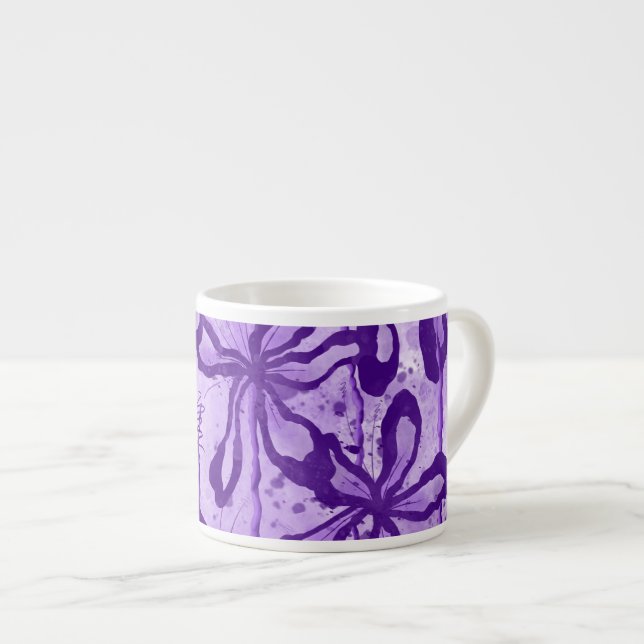 Lila för tryckta blommor espressomugg (Framsida höger)