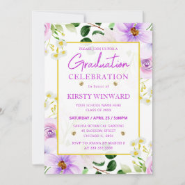 Lila för vattenfärg, magiska blommor Studenten Inbjudningar