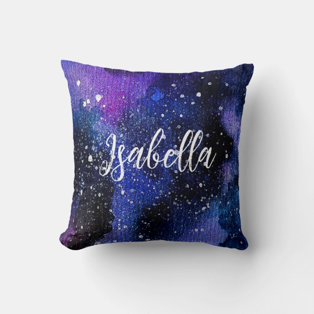 Lila för vattenfärg Universe Kudde (Framsida)