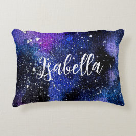 Lila för vattenfärg Universe Prydnadskudde