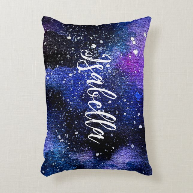 Lila för vattenfärg Universe Prydnadskudde (Framsidan(Vertikal))