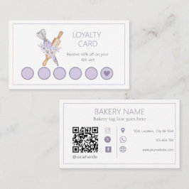Lila för vattenfärgsBlommigt  Bakery Lojalitetskort