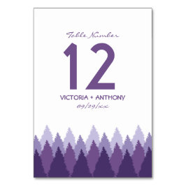 Lila Forest Range Woodland Bröllop Bordsnummer