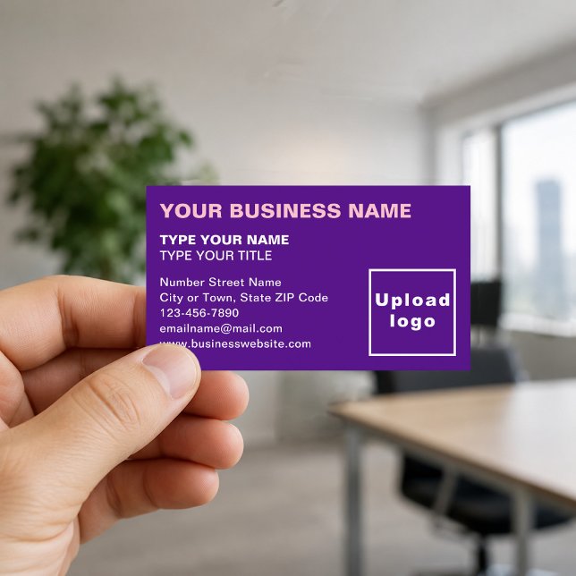 Lila företagspresentationer vänsterjusterade visitkort (Front of the business card)