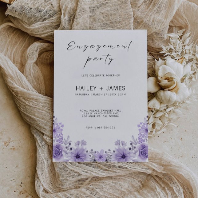 Lila Förlovningsinbjudan Mall (Purple Engagement Invitation Template)