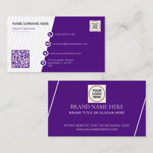 Lila Formell QR-kod Professionell Modern Visitkort
