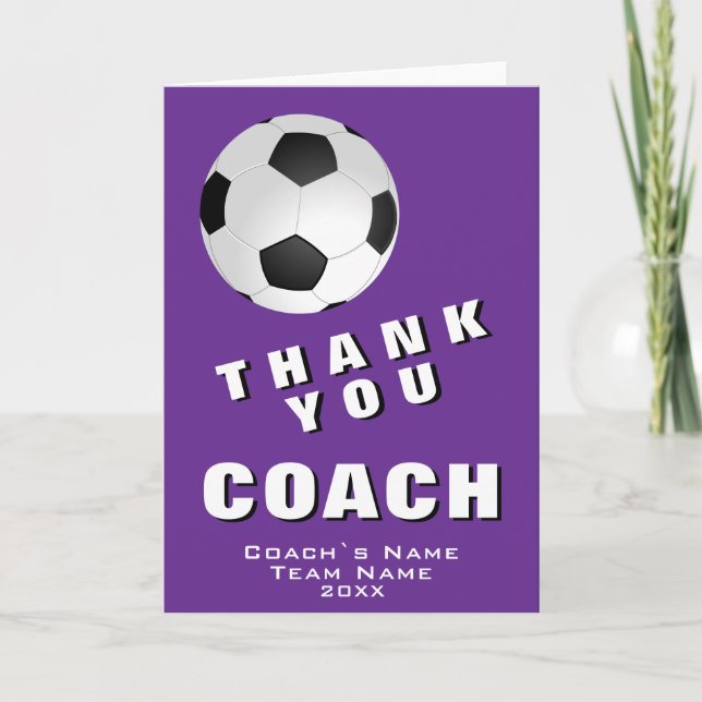 Lila fotboll Tack för coach-kort Kort (Framsida)