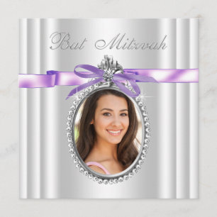 Lila Foto Bat Mitzvah Inbjudningar