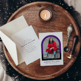 Lila Foto Modern Arch Enkel Studentfest Inbjudningar