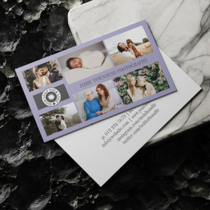 Lila Fotokollage Fotograf din Logotyp Visitkort