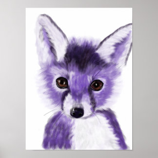 Lila Fox Nursery Painting Poster